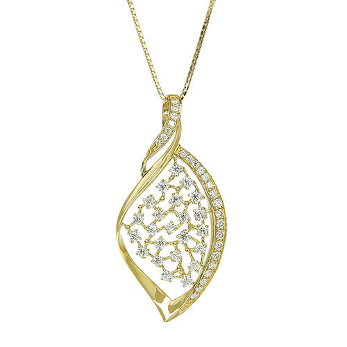 Diamond Leaf Motif Necklace D0.70 K18 Yellow Gold YG