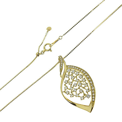 Diamond Leaf Motif Necklace D0.70 K18 Yellow Gold YG