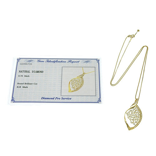 Diamond Leaf Motif Necklace D0.70 K18 Yellow Gold YG