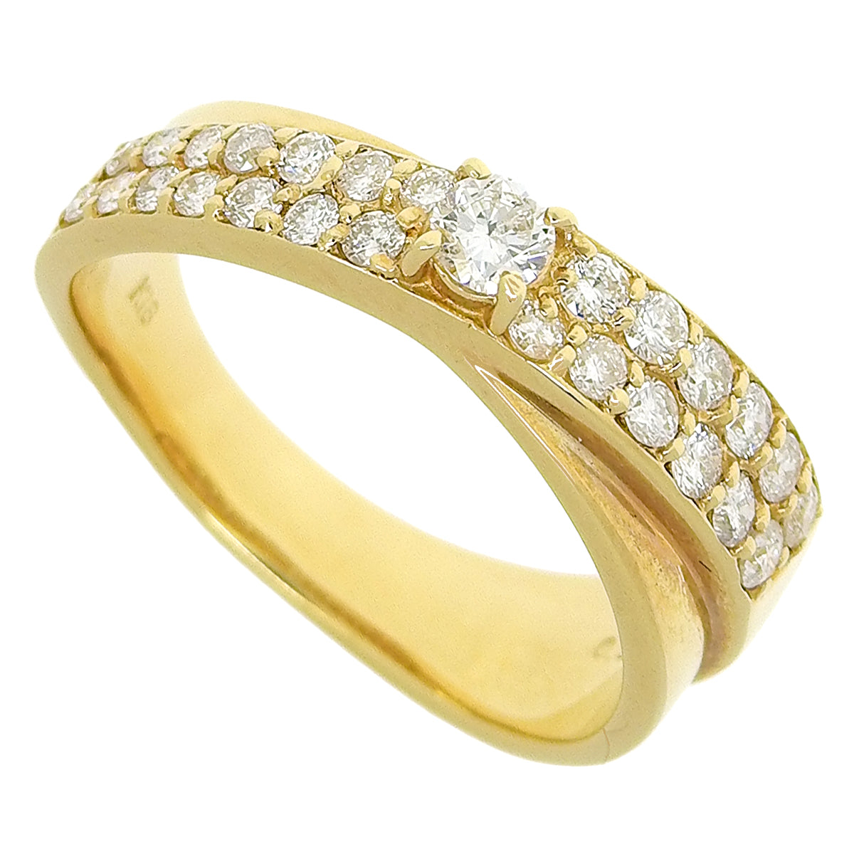 Double Diamond Ring D0.51 K18 Yellow Gold YG