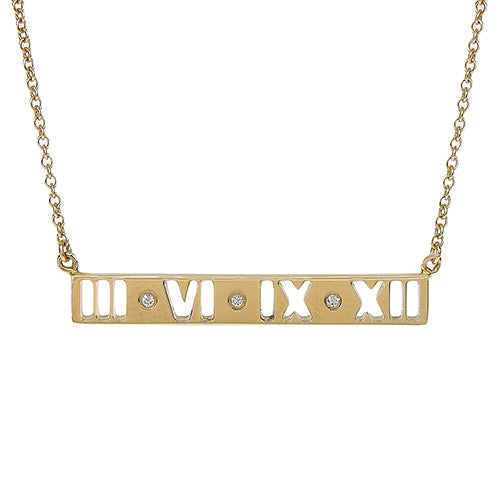 Atlas Bar Necklace with Diamonds in 18K Pink Gold and PG