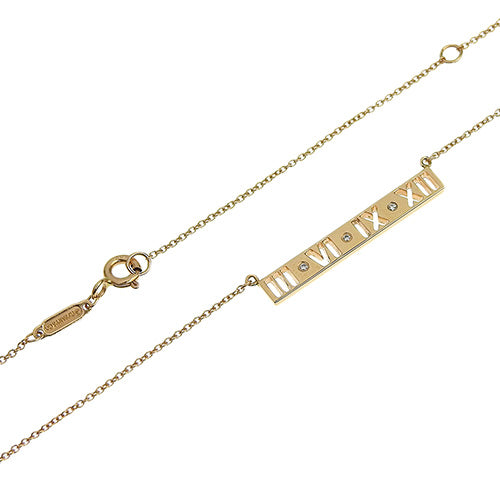 Atlas Bar Necklace with Diamonds in 18K Pink Gold and PG