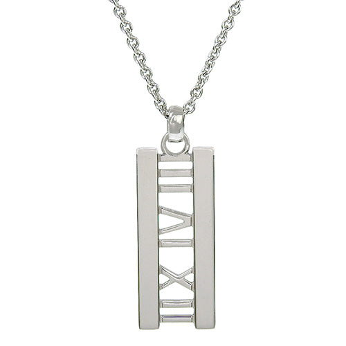 Atlas Bar Necklace with Diamonds in 18K White Gold and White Gold