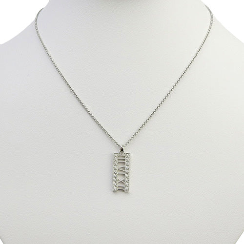 Atlas Bar Necklace with Diamonds in 18K White Gold and White Gold