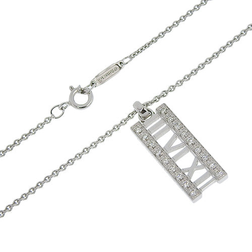 Atlas Bar Necklace with Diamonds in 18K White Gold and White Gold