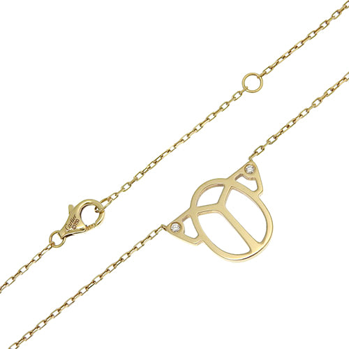 Scarab Necklace with Diamonds and 18K Yellow Gold (YG, 2PD)