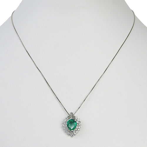 Emerald and diamond necklace, E1.43/D0.447/D0.65, Pt900 platinum, Pt850 platinum