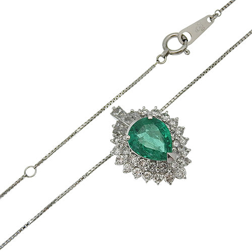 Emerald and diamond necklace, E1.43/D0.447/D0.65, Pt900 platinum, Pt850 platinum