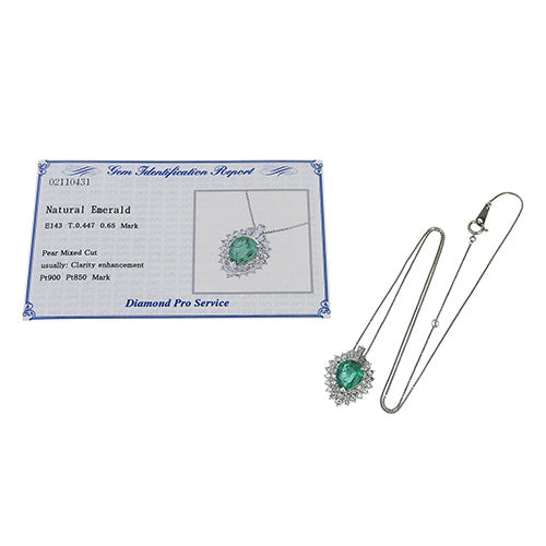 Emerald and diamond necklace, E1.43/D0.447/D0.65, Pt900 platinum, Pt850 platinum