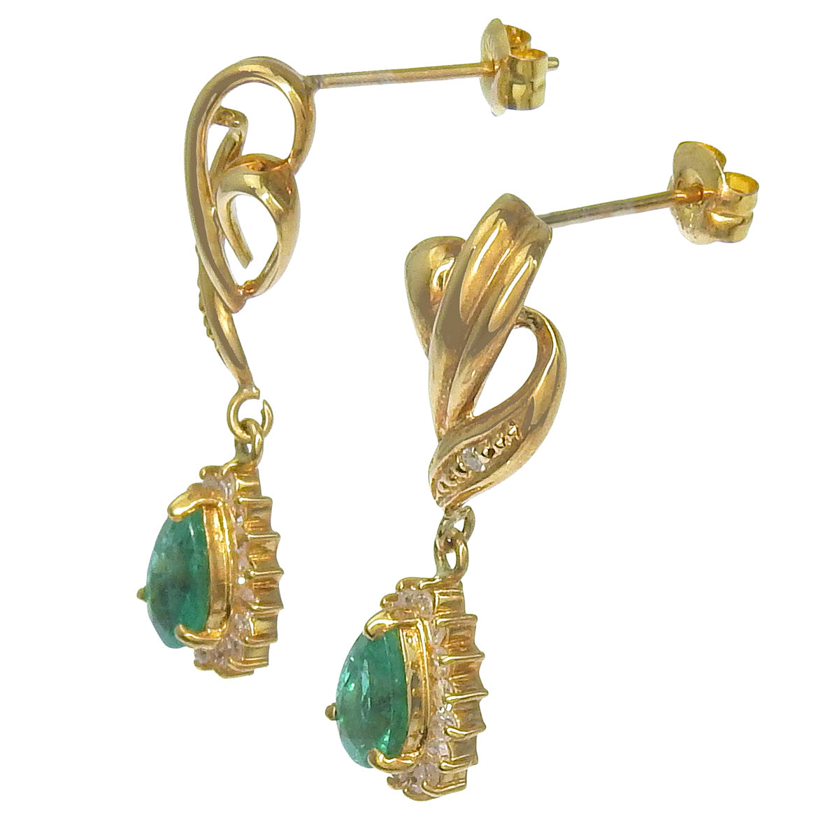 エメラルドダイヤモンドピアス E0.11,0.11/D0.1,0.1 イエローゴールド K18YG 3.0g