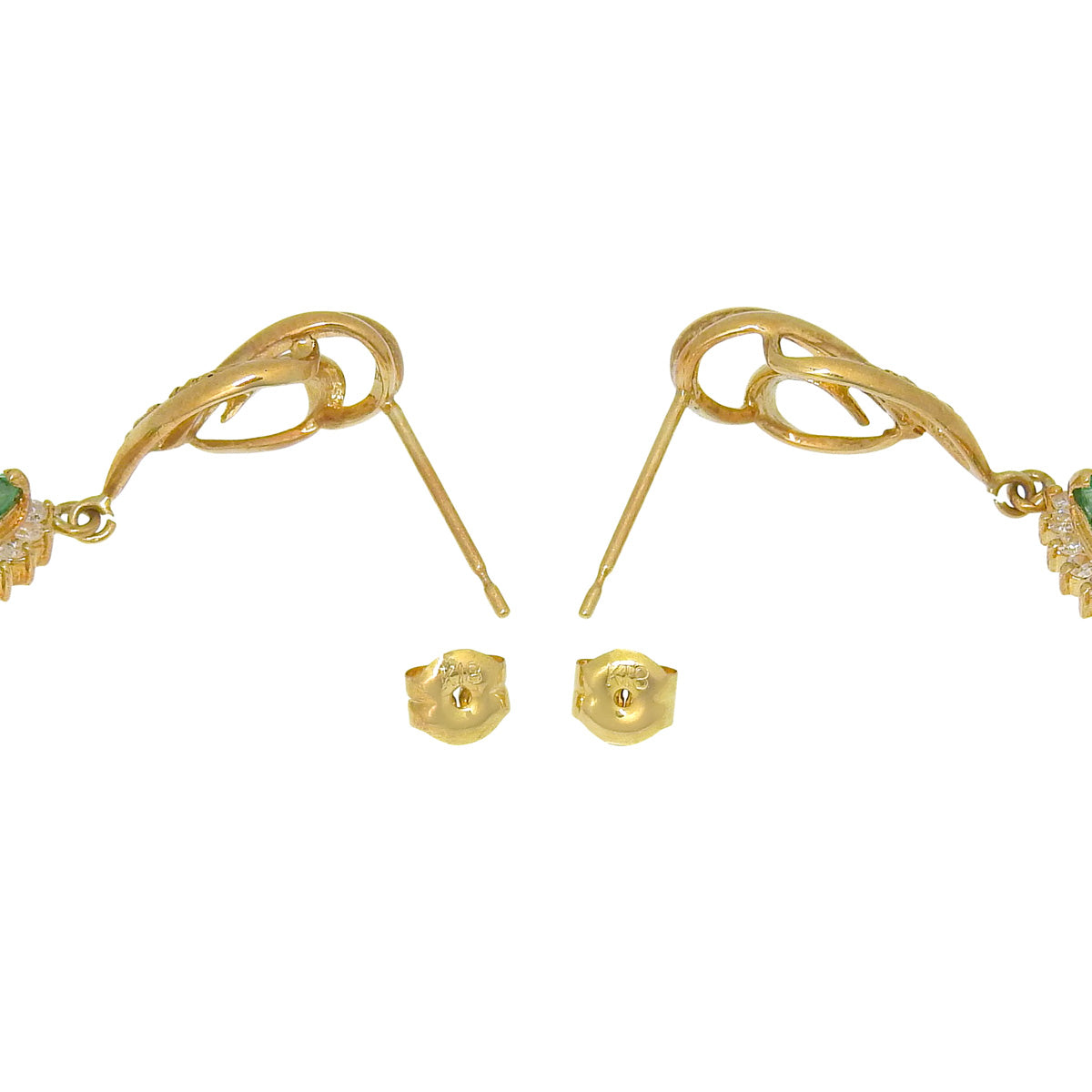 エメラルドダイヤモンドピアス E0.11,0.11/D0.1,0.1 イエローゴールド K18YG 3.0g