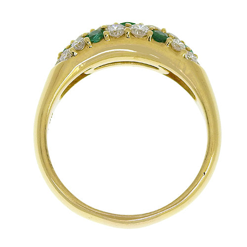 Pave Diamond and Emerald Ring D0.96/E0.415 in 18K Yellow Gold