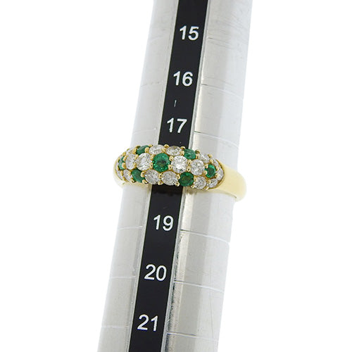 Pave Diamond and Emerald Ring D0.96/E0.415 in 18K Yellow Gold