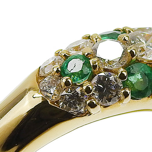 Pave Diamond and Emerald Ring D0.96/E0.415 in 18K Yellow Gold