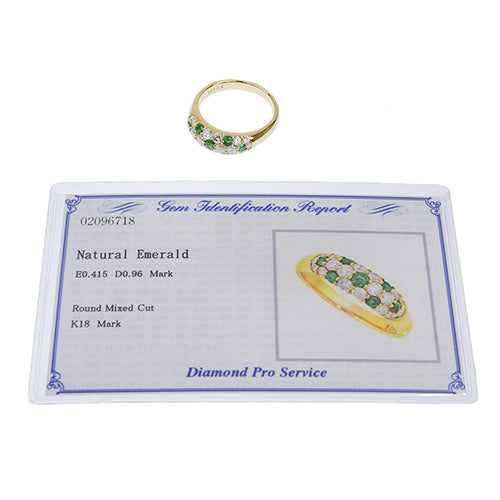 Pave Diamond and Emerald Ring D0.96/E0.415 in 18K Yellow Gold