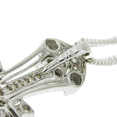 Diamond Cross Necklace D1.26,0.18 K18 White Gold WG