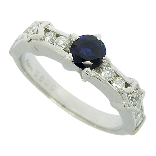 Sapphire and Diamond Star Ring S0.629/D0.45 Pt900 Platinum