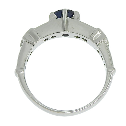 サファイア ダイヤモンド スター リング S0.629/D0.45 Pt900プラチナ