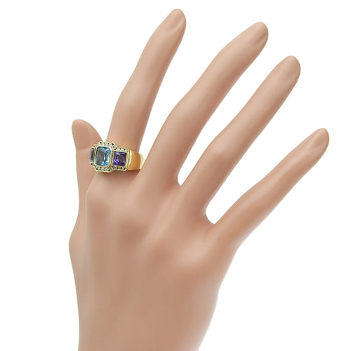 Topaz and Diamond Ring D0.39 K18 Yellow Gold YG