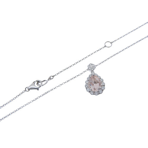 モルガナイト ダイヤモンド ネックレス モルガナイト/ダイヤモンド0.99/D0.33 K18 ホワイトゴールド WG