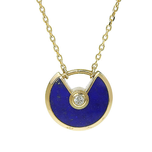 Amulet de Cartier 项链,18K 黄金镶嵌钻石和青金石。
