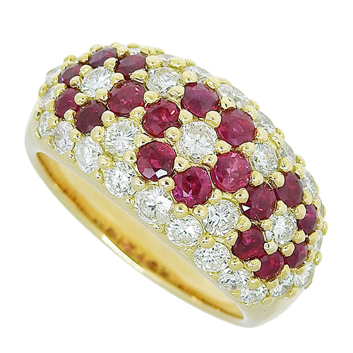 パヴェ ルビー ダイヤモンド リング R1.38/D1.50 K18 イエローゴールド YG