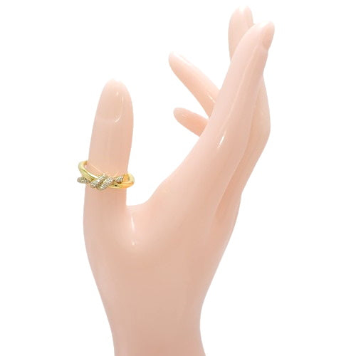 ダブル ロウ リング ダイヤモンド D0.32 イエローゴールド K18YG アクセサリー ジュエリー