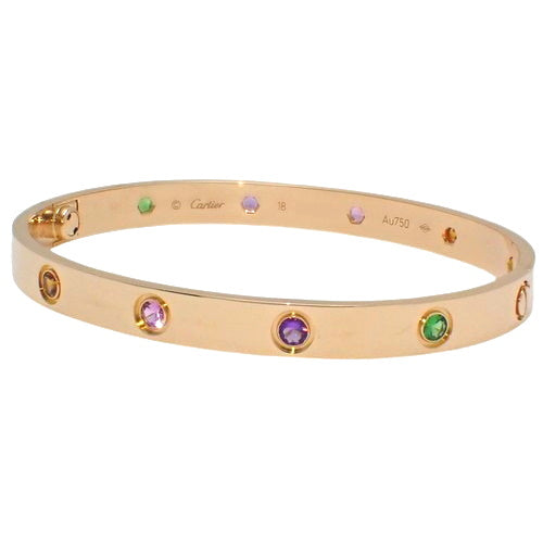 LOVE ブレスレット マルチストーン ピンクサファイア/イエローサファイア/グリーンガーネット/アメジスト/オレンジガーネット K18 ピンクゴールド PG