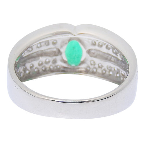 Emerald and Diamond Ring E0.857/D0.37 Pt900 Platinum