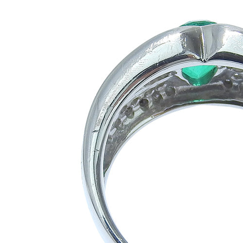 Emerald and Diamond Ring E0.857/D0.37 Pt900 Platinum