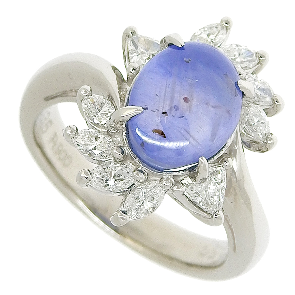 Star Sapphire and Diamond Ring SS4.436/D0.55 Pt900 Platinum