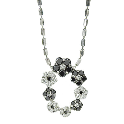Diamond Flower Circle Necklace BLD0.67/D0.43 K18 White Gold WG