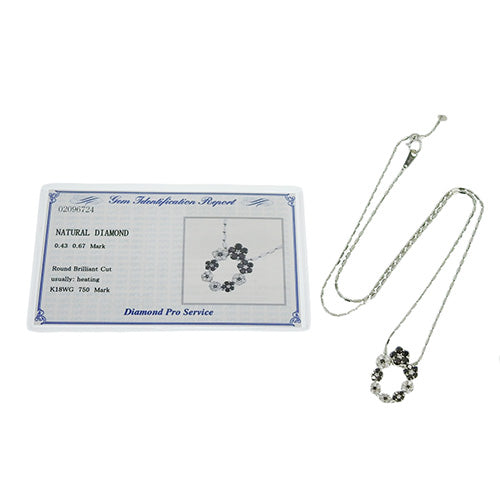 Diamond Flower Circle Necklace BLD0.67/D0.43 K18 White Gold WG
