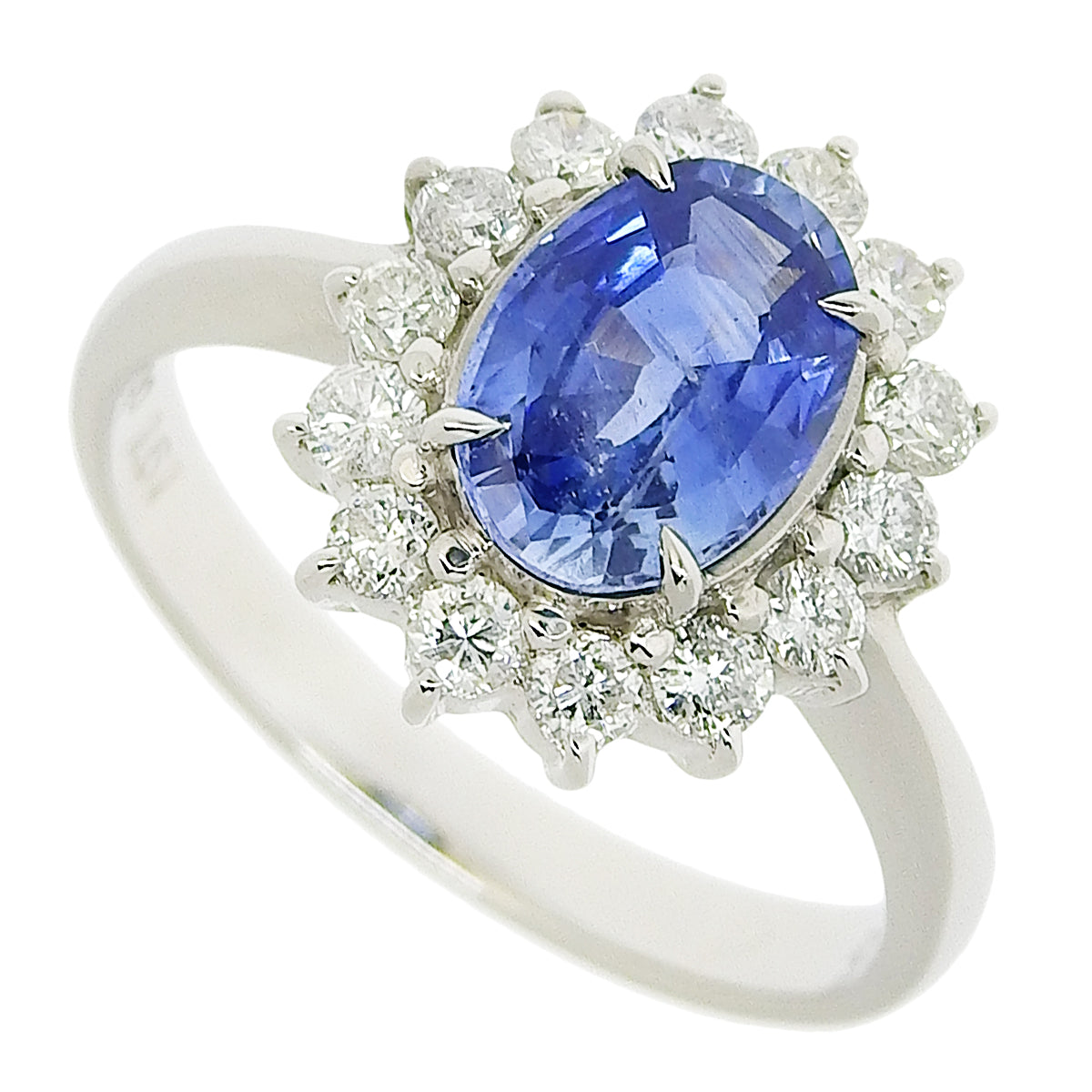 Sapphire and diamond ring, size S1.61/D0.43, Pt900 platinum