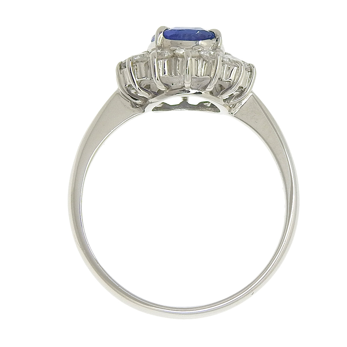 Sapphire and diamond ring, size S1.61/D0.43, Pt900 platinum