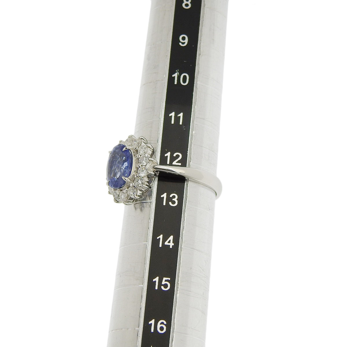 Sapphire and diamond ring, size S1.61/D0.43, Pt900 platinum