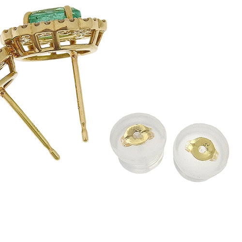 エメラルド ダイヤモンド ピアス E0.94,0.97/D0.60,0.60 イエローゴールド K18YG 5.0g アクセサリー ジュエリー パヴェ