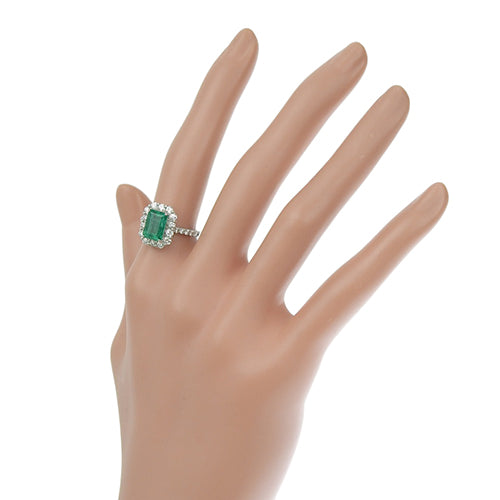 Emerald and diamond ring, E2.35/D1.00, Pt950 platinum