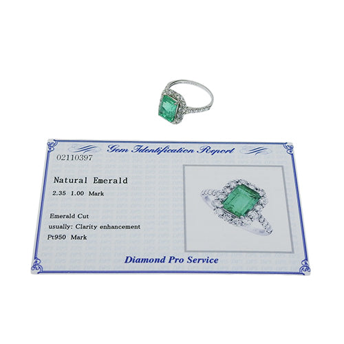 祖母绿和钻石戒指,E2.35/D1.00,Pt950铂金