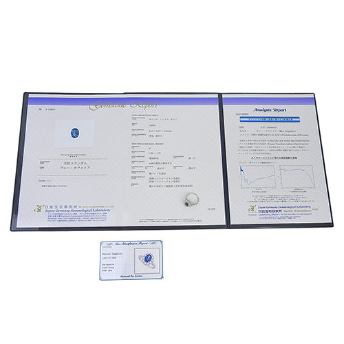 蓝宝石和钻石戒指,尺寸 S1.603/D1.16,Pt950 铂金