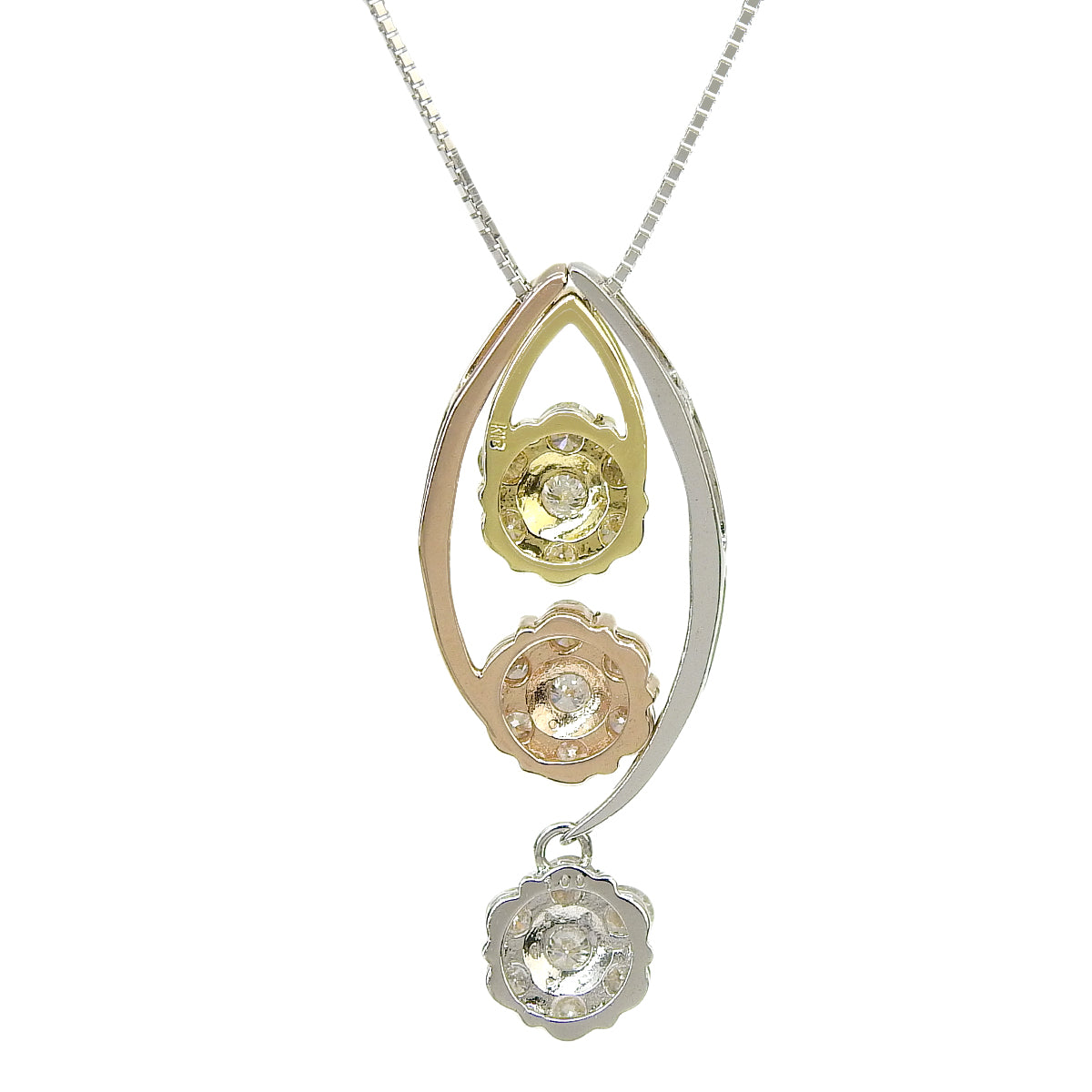 Flower Motif Swing Diamond Necklace D1.00 K18 White Gold WG K18 Yellow Gold YG K18 Pink Gold PG