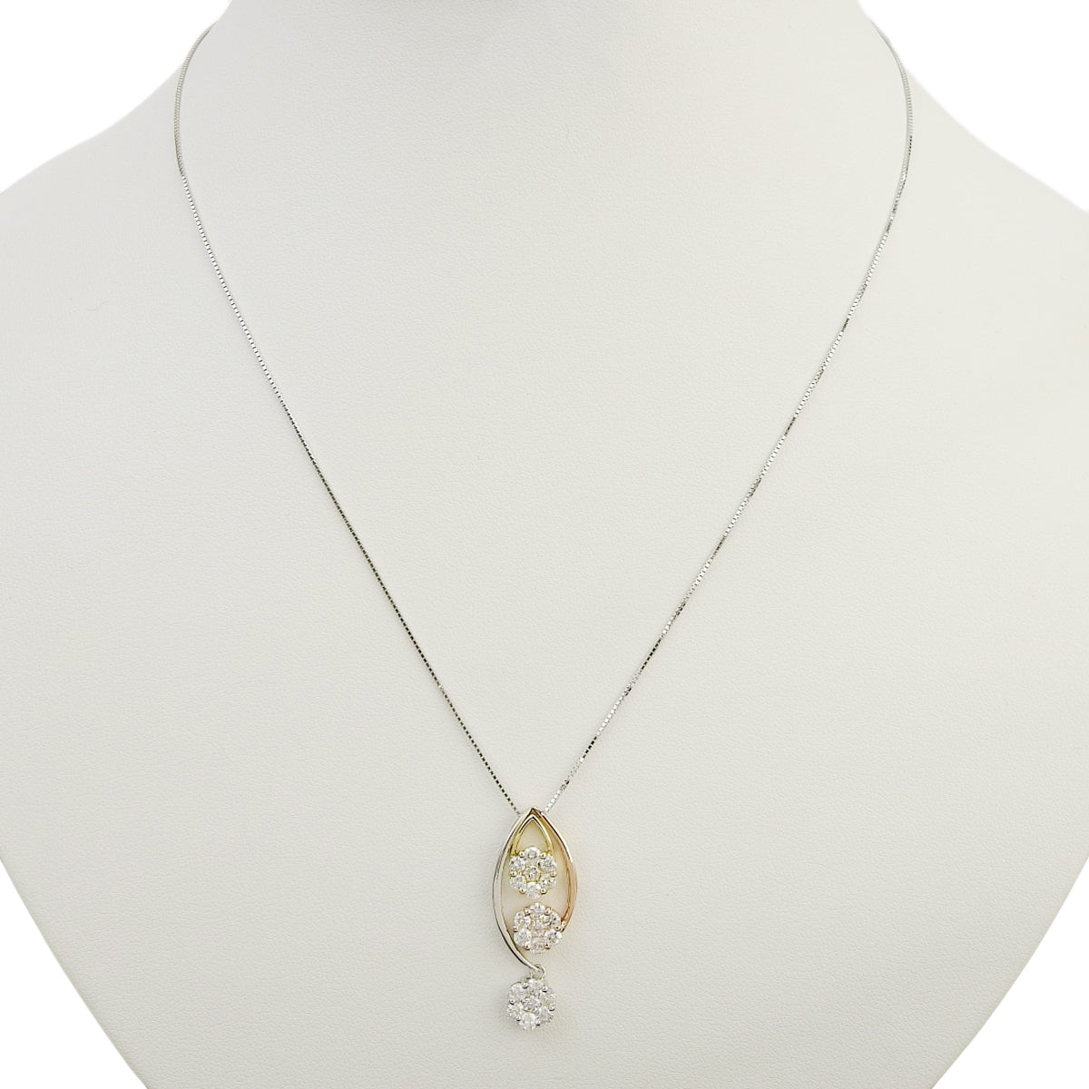 Flower Motif Swing Diamond Necklace D1.00 K18 White Gold WG K18 Yellow Gold YG K18 Pink Gold PG