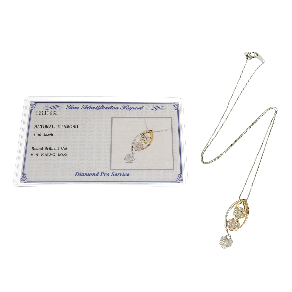 Flower Motif Swing Diamond Necklace D1.00 K18 White Gold WG K18 Yellow Gold YG K18 Pink Gold PG