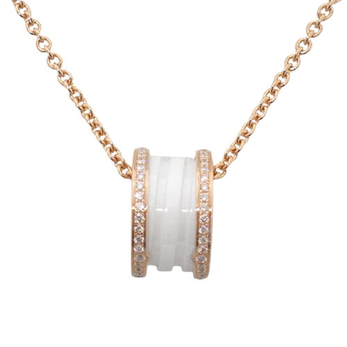 B.zero1 Necklace Diamond K18 Pink Gold PG White Ceramic