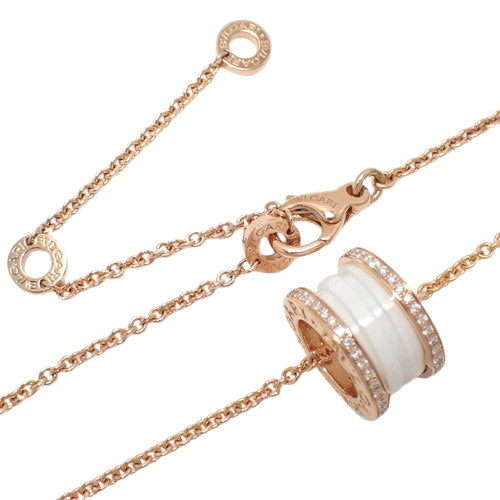 B.zero1 Necklace Diamond K18 Pink Gold PG White Ceramic