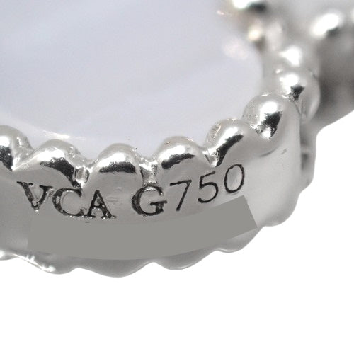 Magic Alhambra Bracelet, 5 Motifs, White Mother-of-Pearl/Grey Mother-of-Pearl/Chalcedony, 18K White Gold, WG