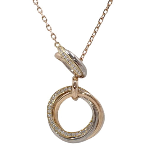 Two for Trinity Necklace, Diamond, Yellow Gold (K18YG), Pink Gold (K18PG), White Gold (K18WG), Jewelry, Line Diamond