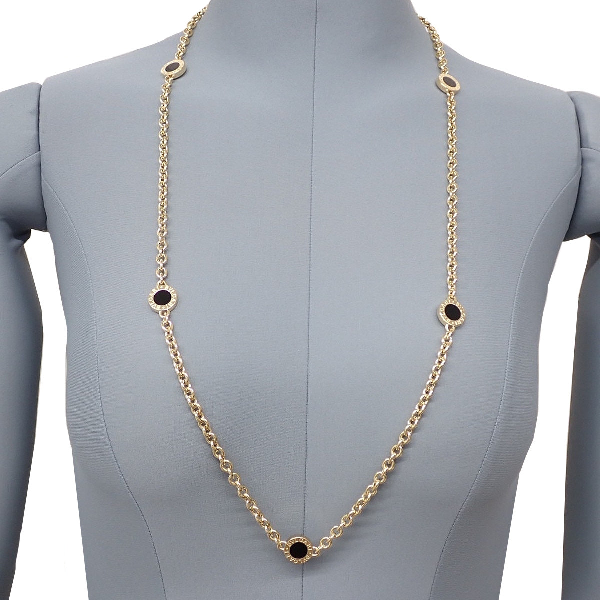 缟玛瑙和18K黄金长项链