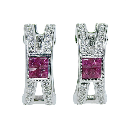 Ruby and Diamond Earrings R0.57/D0.22 K18 White Gold WG