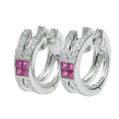 Ruby and Diamond Earrings R0.57/D0.22 K18 White Gold WG